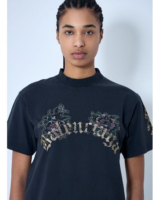 Balenciaga Blue Tacky Tattoo Logo Motif T-Shirt