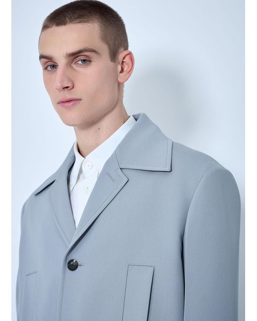 Gucci Blue Single-Breasted Wool Coat for men