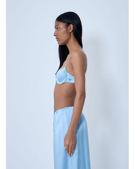 Prada Blue Silk Bralette