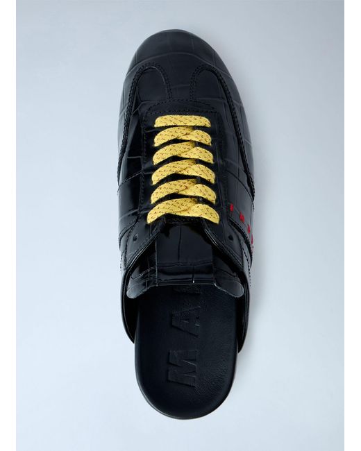 Marni Black Laced Leather Mules