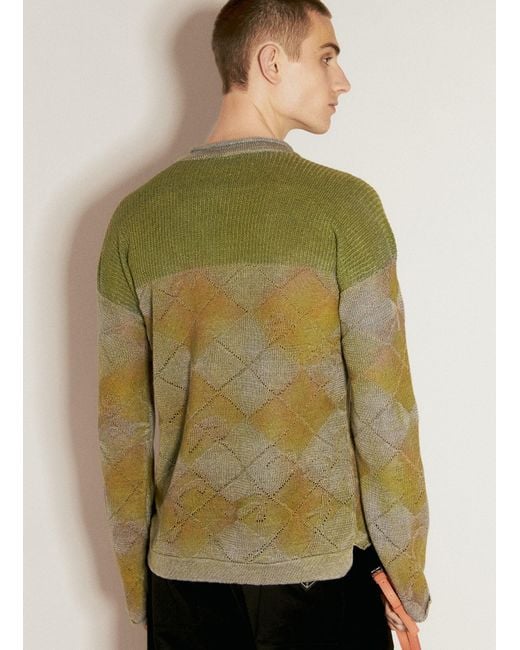 Vivienne Westwood Green Argyle Knit Sweater for men