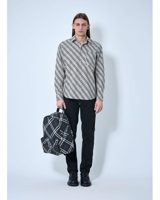 Burberry Gray Check Shirt for men