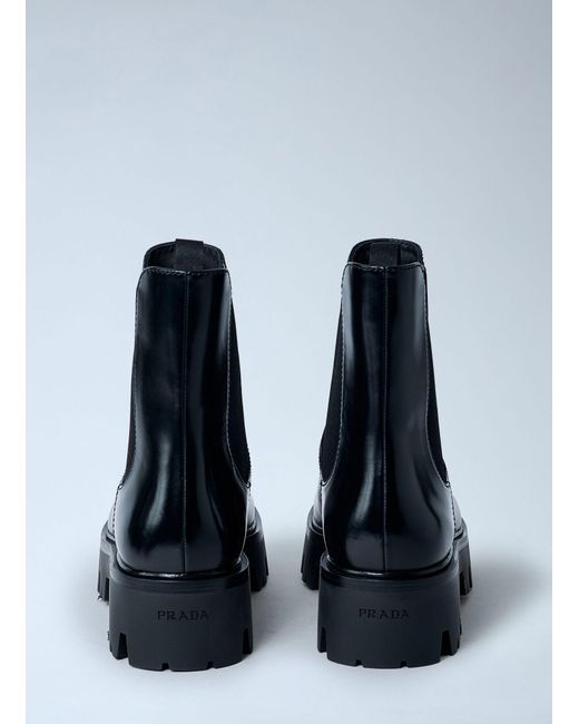Prada Blue Logo Plaque Ankle Boots