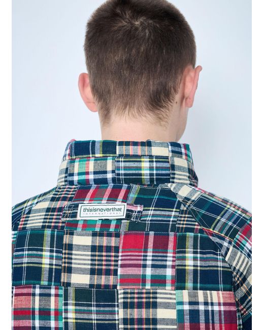 Thisisneverthat Blue Patchwork Multi Pocket Down Jacket for men