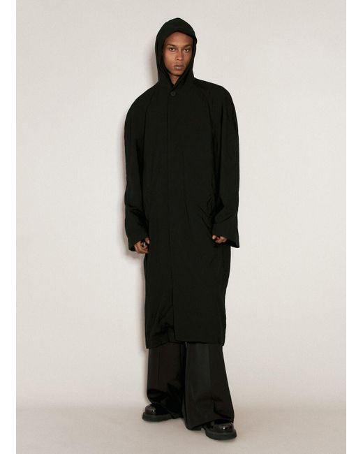 Balenciaga Black Raglan Hooded Coat for men