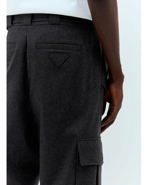 Prada Black Flannel Cargo Pants for men