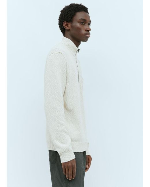 Stone Island White Half-zip Textured Knit Sweater for men
