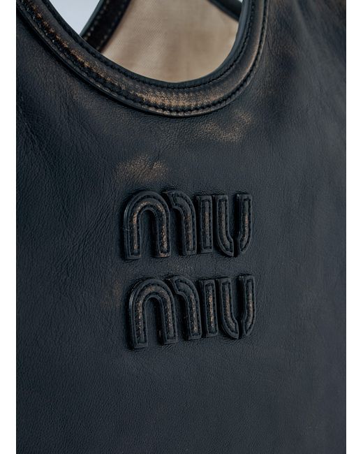 Miu Miu Blue Ivy Leather Tote Bag