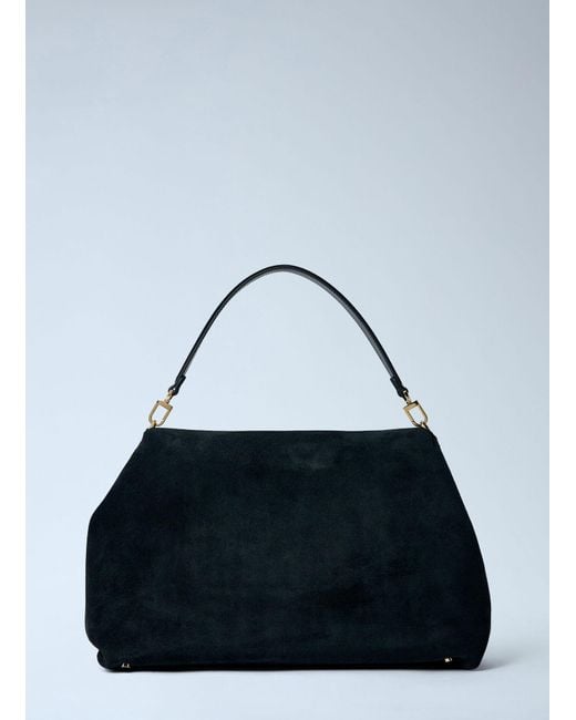 Totême  Blue T-Lock Suede Satchel Bag