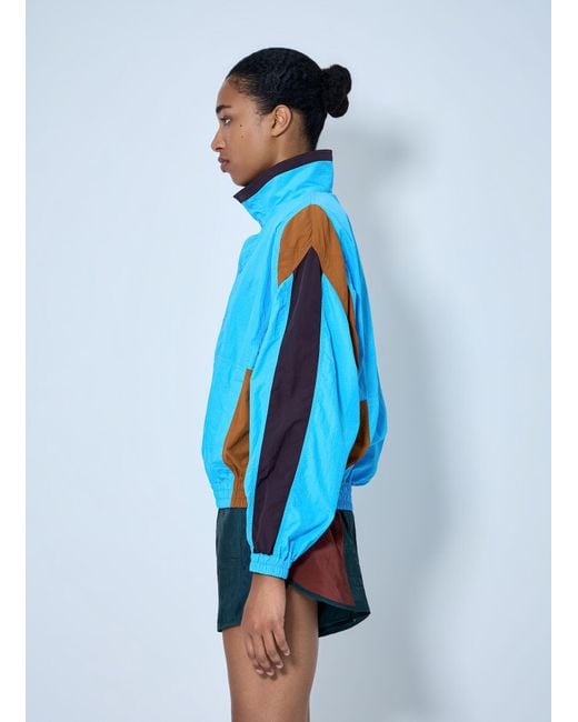 Saint Laurent Blue High-Neck Windbreaker Jacket