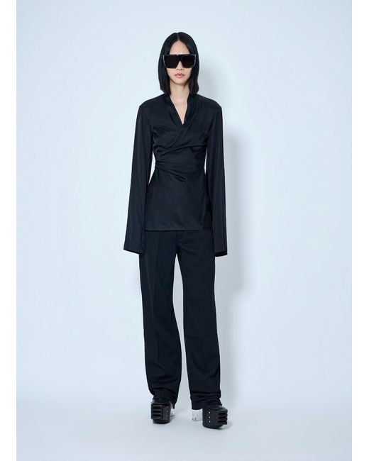 Rick Owens Blue Laura Satin Wrap Top
