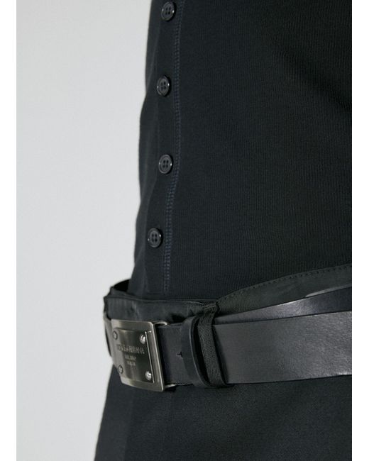 Dolce & Gabbana Black Logo Plaque Leather Belt for men