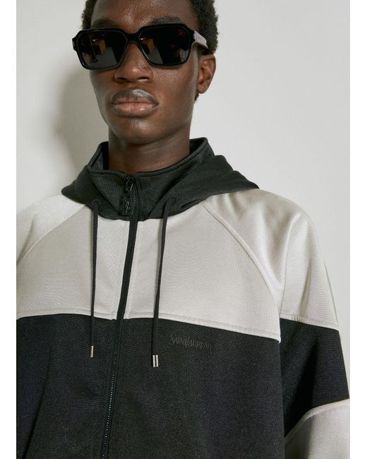 Saint Laurent Gray Zip-up Hooded Sweatshirt for men