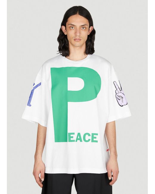 Walter Van Beirendonck Green Peace Oversized T-shirt for men