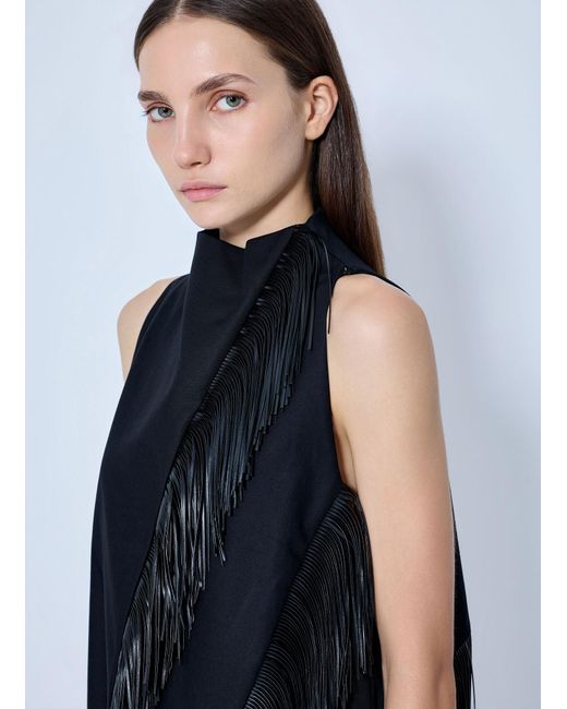 Sportmax Blue Fringe Trim Sleeveless Dress