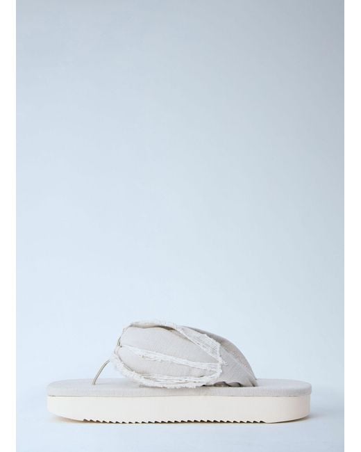 Rick Owens Blue Drkshdw Frayed Edge Thong Sandals for men