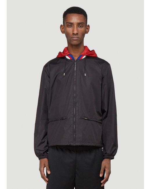 Gucci Black Logo-print Shell Windbreaker Jacket for men
