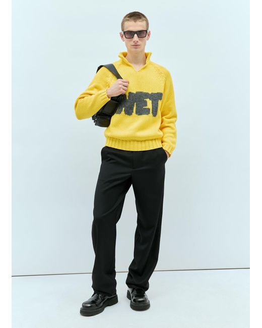 ERL Yellow Wet Intarsia Knit Sweater for men