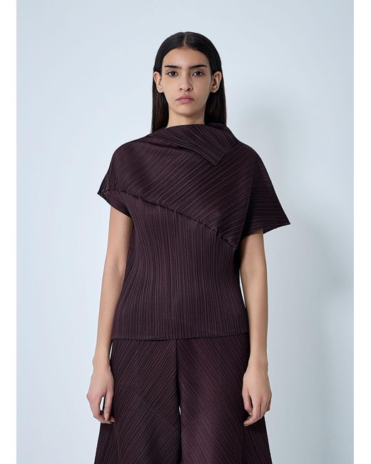 Pleats Please Issey Miyake Blue Draped Pleated Shirt