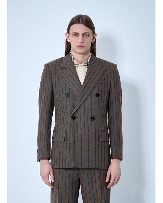 Burberry Gray Striped Wool Tailored Blazer for men