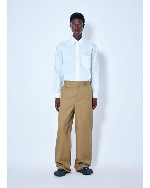 Balenciaga Natural Wide Leg Cotton Chino Pants for men