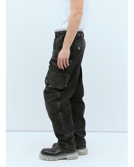 DIESEL Black D-fish-s Cargo Jeans for men