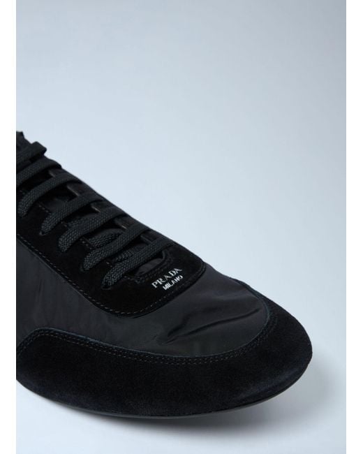 Prada Black Collapse Re-Nylon And Suede Sneakers for men