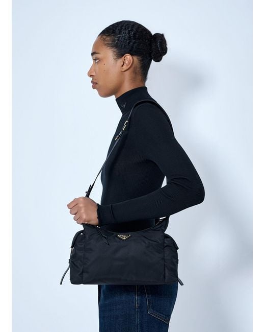 Prada Blue Explore Large Re-Nylon And Leather Shoulder Bag