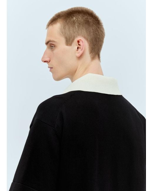 Jil Sander Black Knit Polo Shirt for men