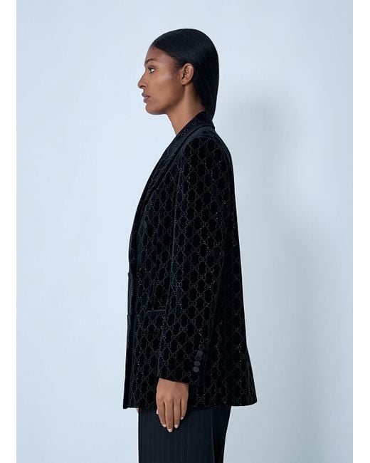 Gucci Blue Gg Velvet Blazer