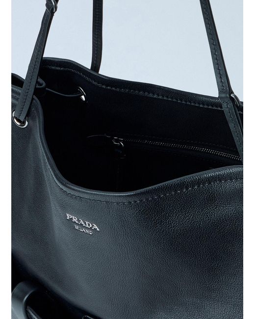 Prada Blue Leather Large Route Tote Bag
