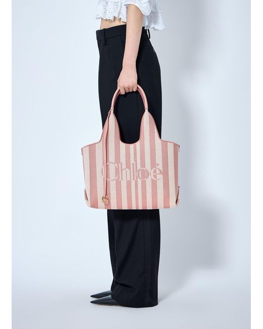 Chloé Pink Chloé Stripy East-West Tote Bag