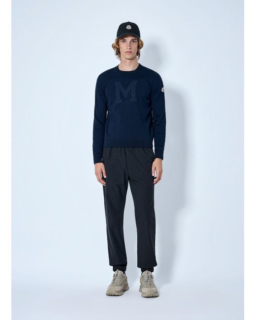 Moncler Blue Embroidered Logo Sweater for men