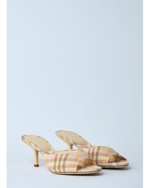 Burberry Blue Check Heeled Mules