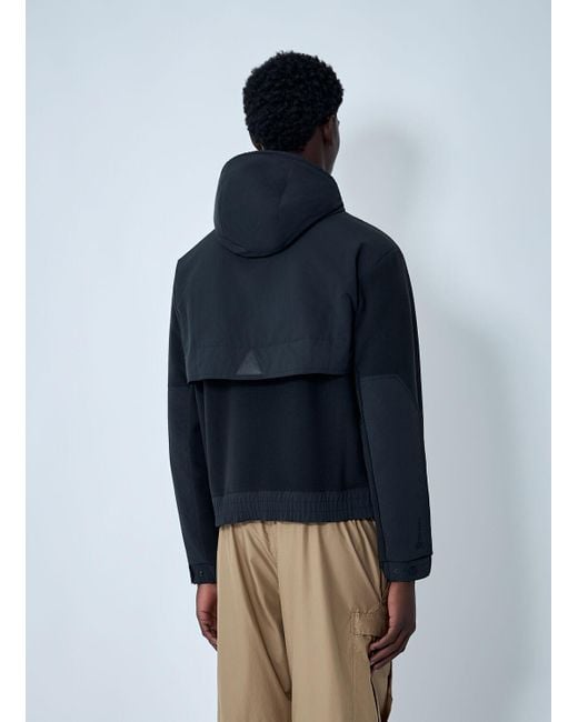 Moncler Blue Hooded Jacket With Logo Patch for men