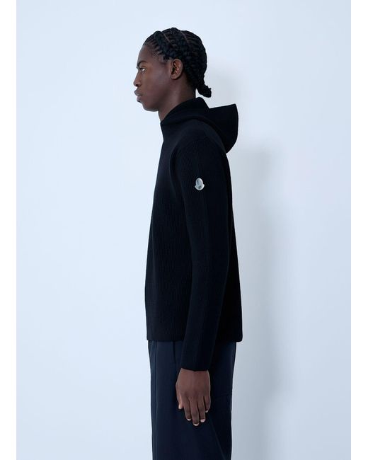 Moncler + Jil Sander Black Felted Wool Hooded Sweater for men