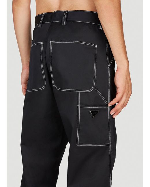 Prada Black Contrast Stitch Pants for men