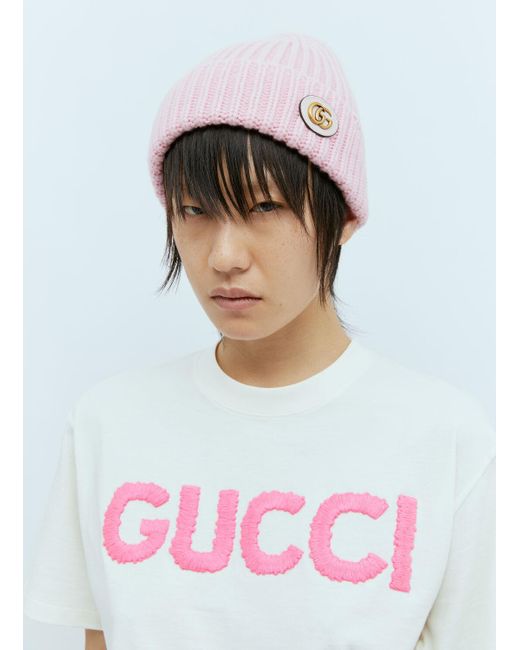 Gucci Pink Wool Cashmere Beanie Hat