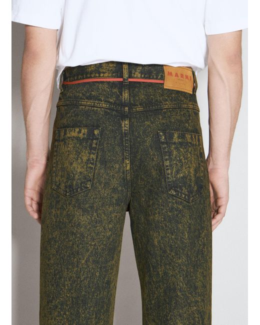 Marni Green Marble-dyed Flared Jeans for men