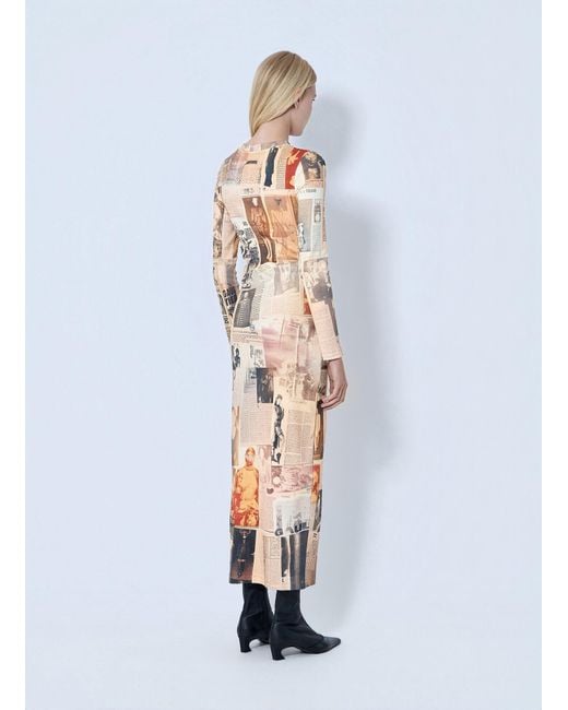 Jean Paul Gaultier White Journal Printed Long Dress