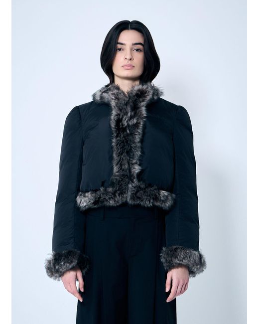 Alexander Wang Blue Puffer Jacket With Shearling Trims