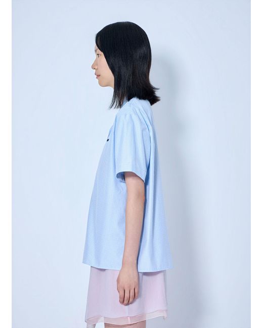 Miu Miu Blue Short-Sleeve Cotton Poplin Shirt