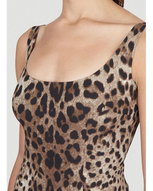 Dolce & Gabbana Natural Leopard Print Midi Dress