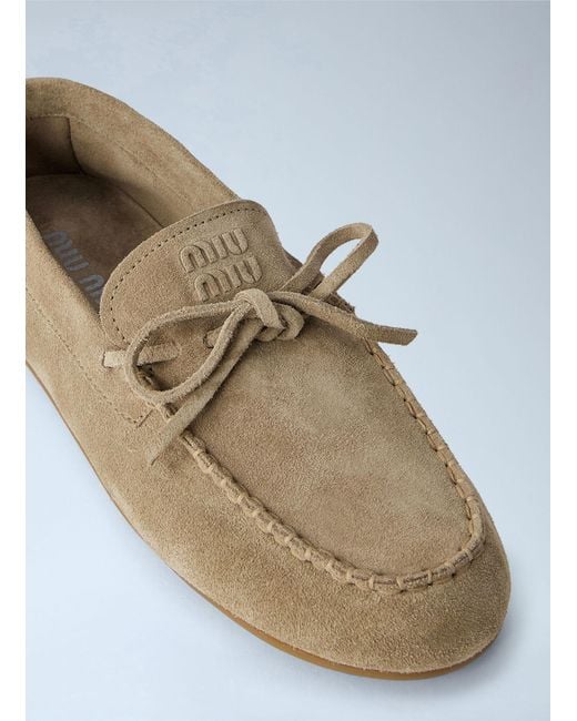 Miu Miu Natural Suede Mesh Loafers