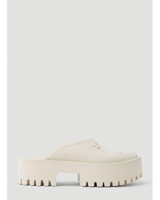Gucci Natural Perforated G Platform Mules