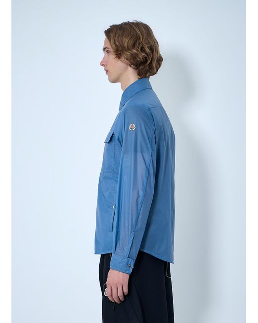 Moncler Blue Technical Ripstop Overshirt for men