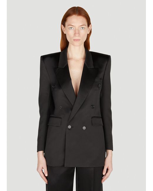 Saint Laurent Double Breasted Silk Blazer in Black Lyst