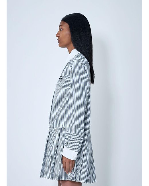 Miu Miu Blue Striped Pleated Dress