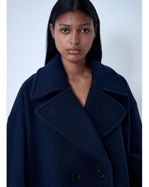 Chloé Blue Chloã Double-Breasted Wool-Blend Coat