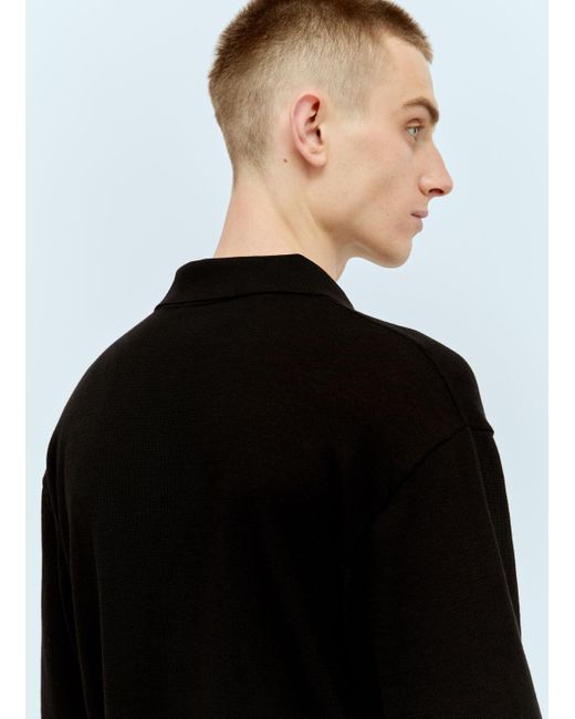 Lemaire Black Knit Short-sleeve Shirt for men